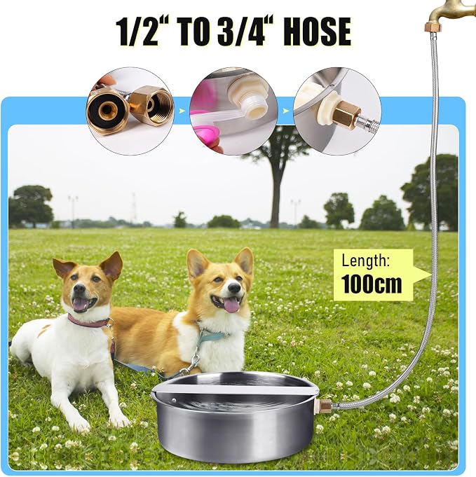 Automatic Dog Water Bowl Dispenser Large Breed Stainless Steel Auto Fill Dog - Image 6