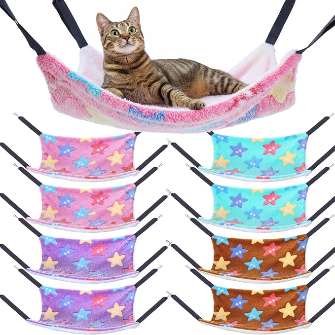 8 Pcs Reversible Cat Hammock Plush Ferret Hammock Hanging Bed by Unknown