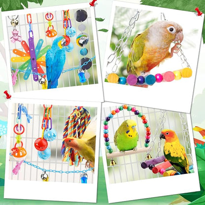 9 Pcs Parakeet Cockatiel Bird Toys, Parrots Cage Accessories Swing Rope Hanging - Image 6