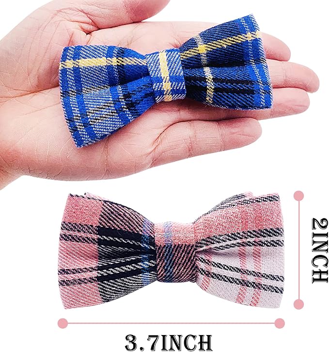 PET SHOW 8pcs Plaid Small Dogs Collar Bow Ties Puppies Cats Collar Charms - Image 7
