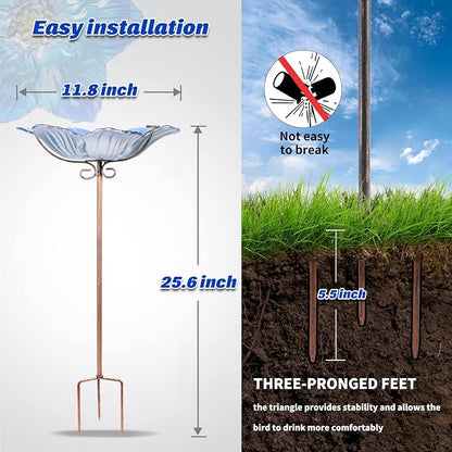 MUMTOP Bird Baths for Outdoors Glass Bird Bath Bowl Outdoor Bird Feeder Flower - Image 2
