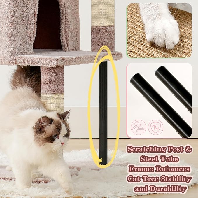 Heybly Cat Tree, 49.2 Inches Cat Tower - Image 9
