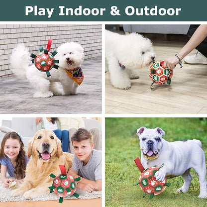 QDAN Christmas Dog Balls with Straps, Soccer Ball - Image 4