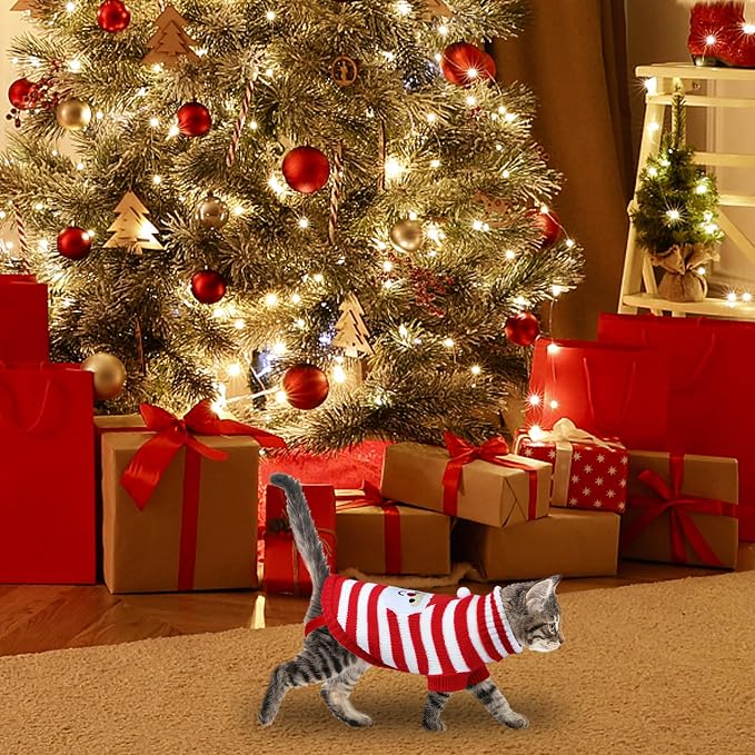 Cat Christmas Sweater Pet Winter Warm Coat Pajamas Christmas Santa Knitwear Cat - Image 2