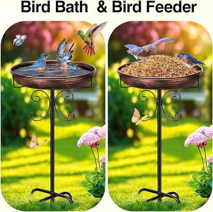 Daoeny 35In Metal Bird Bath for Outside, Vintage Freestanding Birdbaths & - Image 4