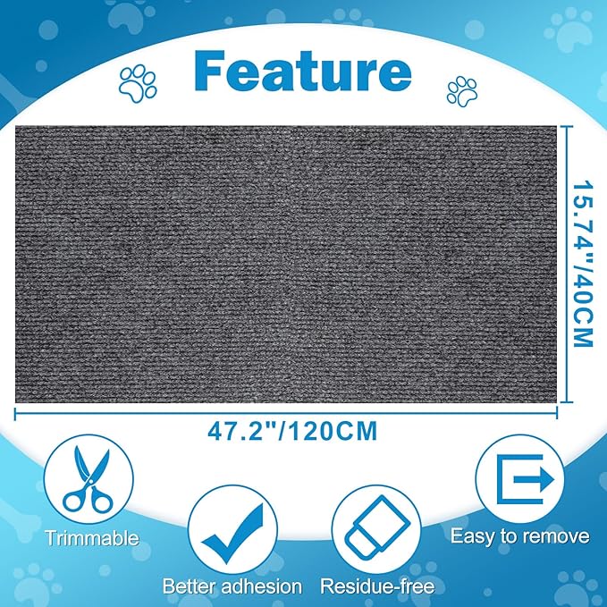 Cat Carpet Protector 47.2"x15.8", Wall Corner Cat Scratcher Pad - Image 8