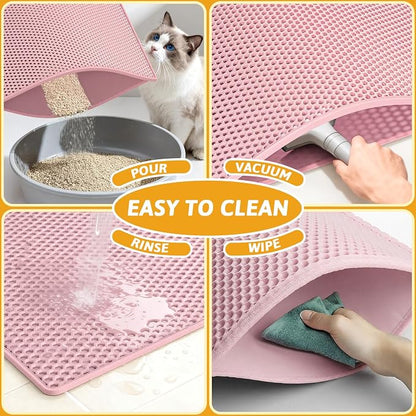 Pieviev Cat Litter Mat Double Layer Waterproof Urine Proof Trapping Mat 1 Pack) - Image 6
