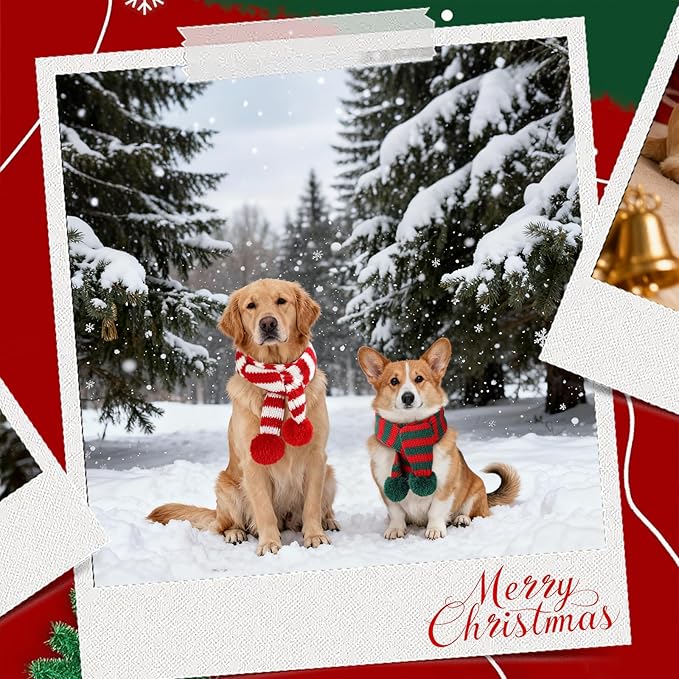 BWOGUE 2-Piece Knitted Dog Christmas Scarf & Bandana - Image 7
