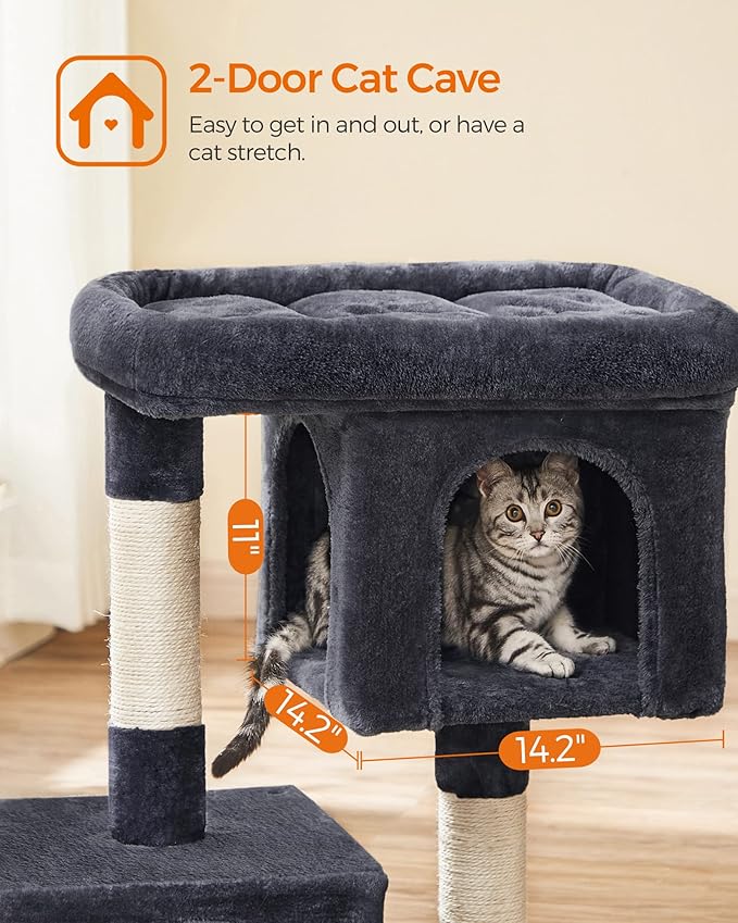 Feandrea Cat Tree, 33.1-Inch Cat Tower, Plush Condo - Image 4
