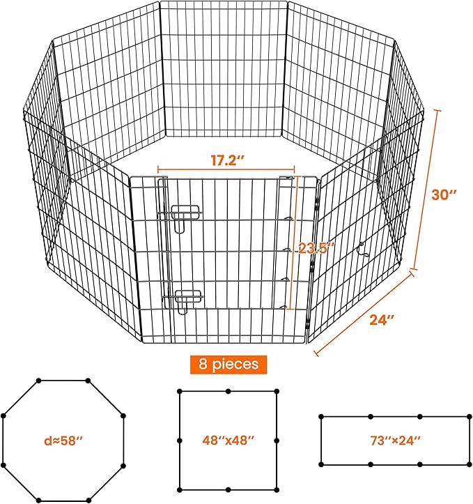 Yaheetech 30" High 8 Panel Foldable Metal Dog Exercise Pen Pet Playpen Dog - Image 5