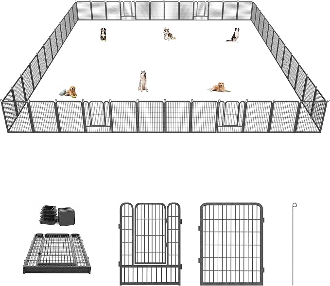 Dog Playpen 40 inch Dog Fence for Outdoor Indoor Use Heavy Duty Metal Dog Pen by Jhsomdr