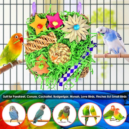 KATUMO Bird Toys, Parakeet Grass Mat Toys Parrot Foraging Shredding - Image 6