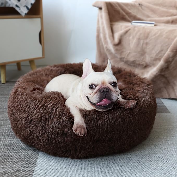 Calming Donut Dogs Beds for Small Dogs Washable, 23inch Plush Round Pet Bed for - Image 4
