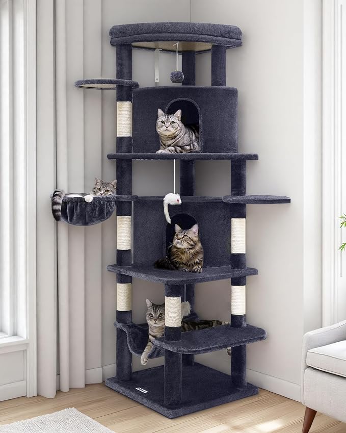 Globlazer Corner Cat Tree for Large Cats, 66inch Tall Curved Series Large Cat by Globlazer