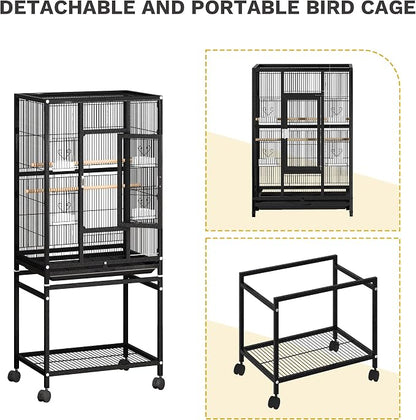 DWVO 53.9-Inch Metal Bird Cage: Large Parrot Cages - Image 4