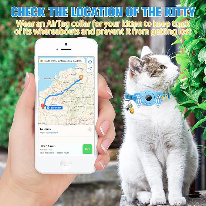 BINGPET AirTag Cat Collar with Bells, Upgraded Safety Elastic Cat Collar with - Image 4