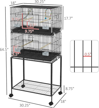 PawHut Double Stackable Bird Cage - Image 7