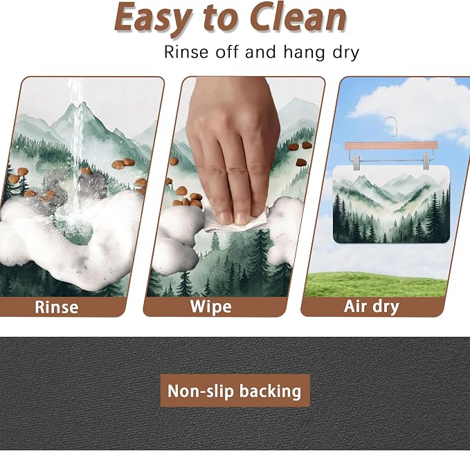 Misty Forest Mountain Dog Food Mat - Image 4