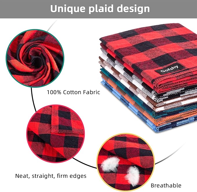 Buffalo Plaid Dog Bandanas Fall Christmas Small 6PCS Dog Gifts Red Blue Green - Image 3