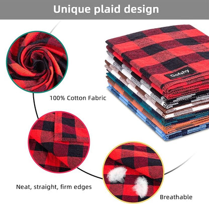 Buffalo Plaid Dog Bandanas Fall Christmas X-Large 6PCS Dog Gifts Red Blue Green - Image 3