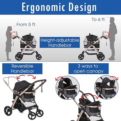 HPZ Pet Rover Prime 3-in-1 Luxury Dog/Cat Stroller - Image 5