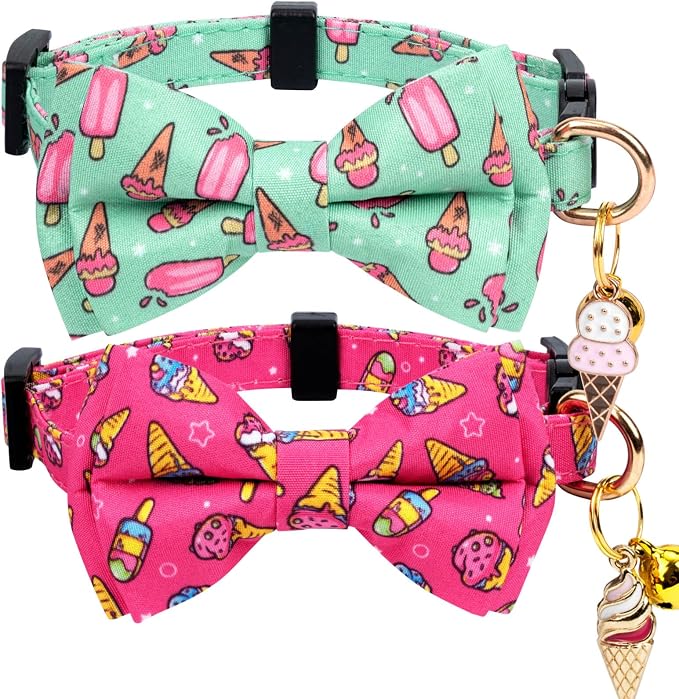 2 Pack Cotton Cat Collar with Bow Tie and Bell by Unknown