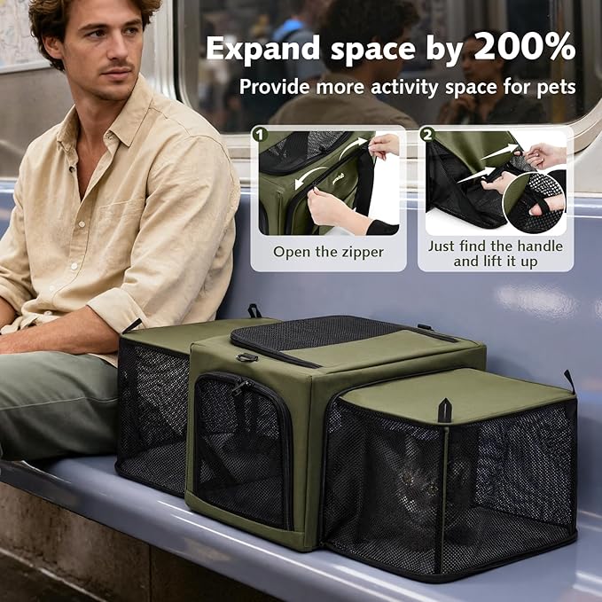 Pecute Cat Carrier Expandable, Stable Pet Carrier - Image 4