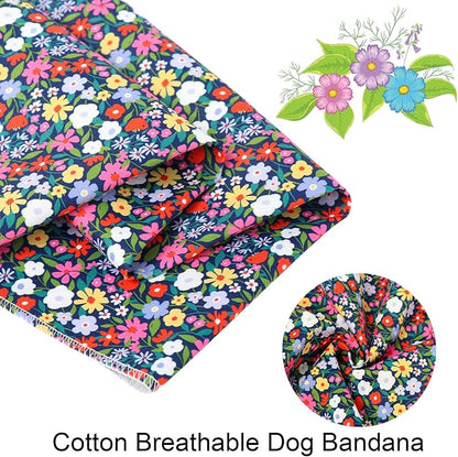 ARING PET Floral Dog Bandana, Spring Summer Colorful Flower Girl Pet Bandana - Image 2