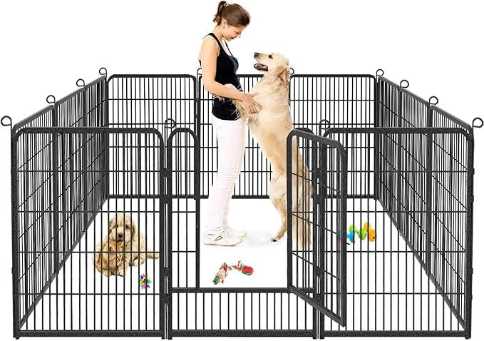 Dog Playpen, 32inch 10 Panels Outdoor Dog Fence Indoor Dog Pen Anti-Rust Pet by Jhsomdr