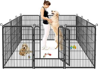 Dog Playpen, 32inch 10 Panels Outdoor Dog Fence Indoor Dog Pen Anti-Rust Pet by Jhsomdr