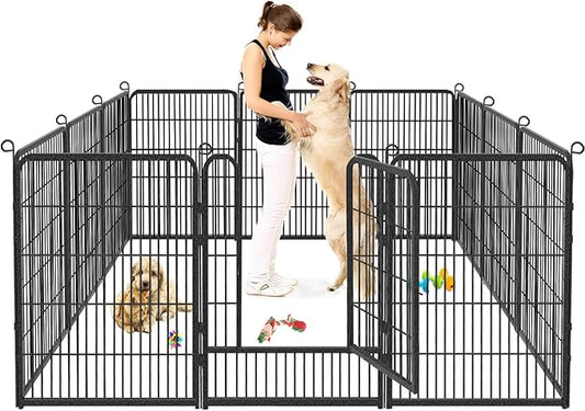 Dog Playpen, 32inch 10 Panels Outdoor Dog Fence Indoor Dog Pen Anti-Rust Pet by Jhsomdr