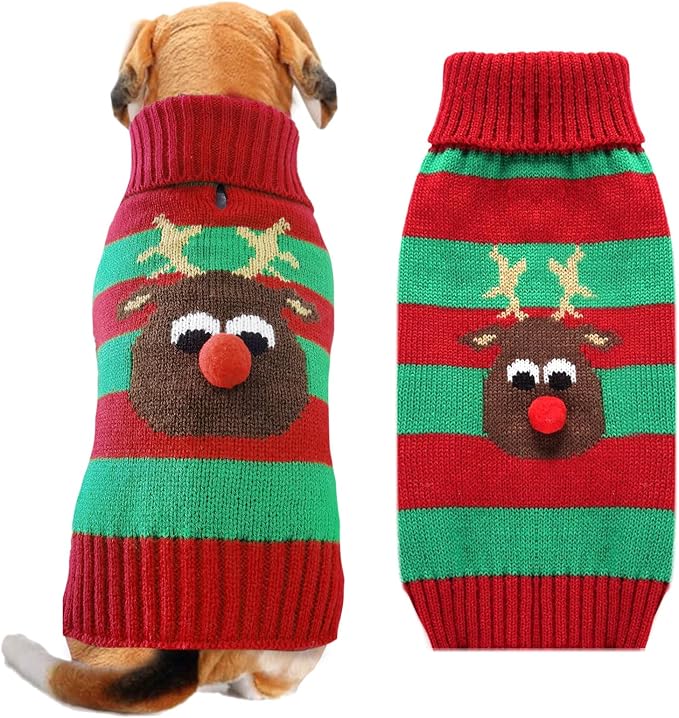 Dog Cat Christmas Sweater Boy Girl Ugly Reindeer Xmas Pet Clothes Holiday Puppy by DOGGYZSTYLE