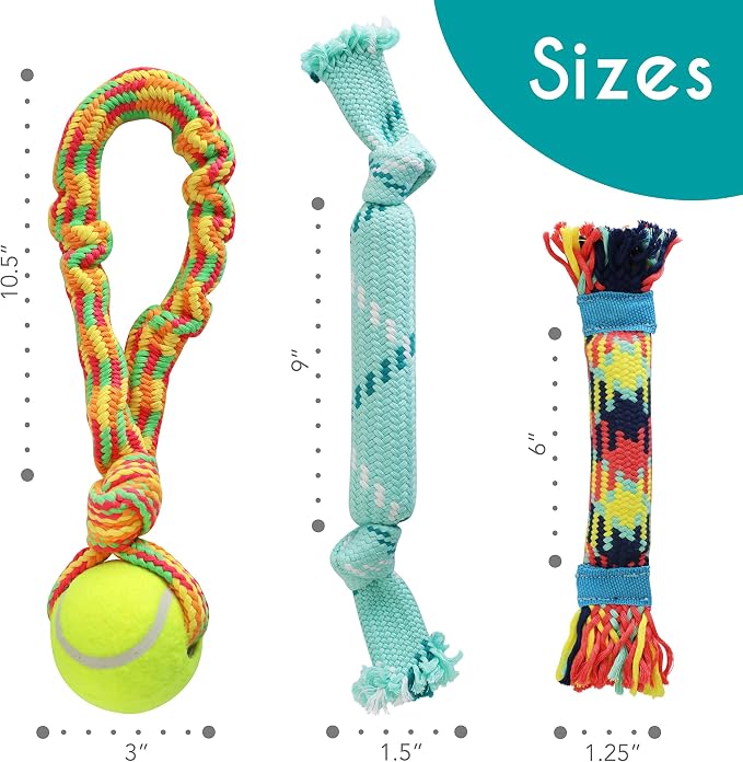 rocket & rex Dog Chew Toy Set for Small to Medium Breeds, Includes a Rope - Image 5