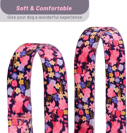 QQPETS Adjustable Soft Dog Collar: Print Flower Pink Multicolor Cute Patterns - Image 4
