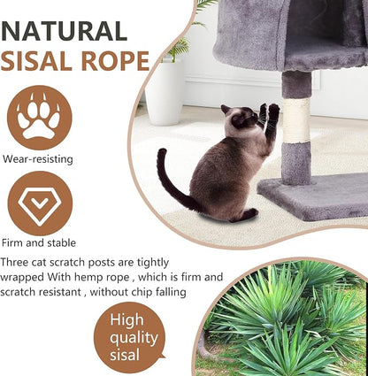 FDW | 36" Cat Tree Tower | Light Gray | Multi-Level Indoor Activity Center - Image 3
