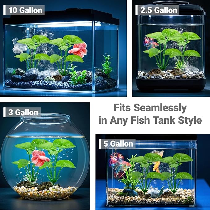 2-Pack Aquarium Decor Fish Tank Decorations 6-inch Betta Fish Tank Plants Leaf - Image 2