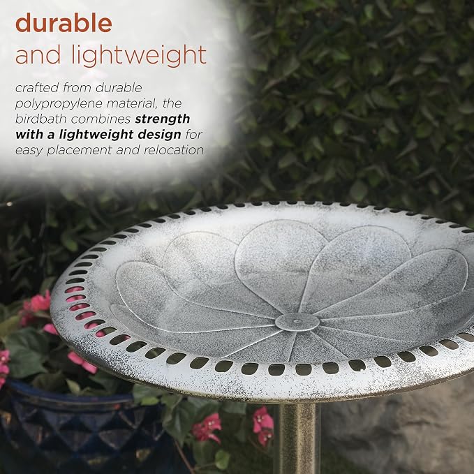 Alpine Corporation TEC116GR Outdoor Pedestal Birdbath w/Scrollwork Base and - Image 7