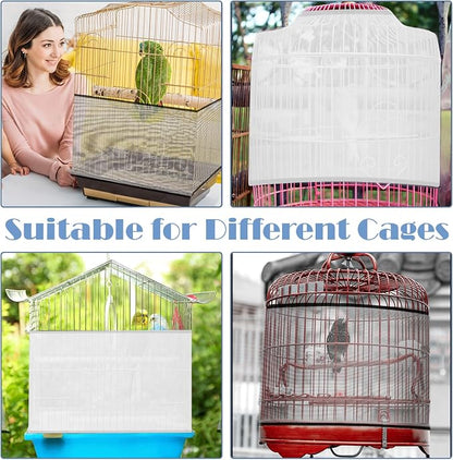Bird Cage Cover 2 Pcs Universal Bird Cage Seed Catcher Parrot Nylon Mesh Net - Image 6