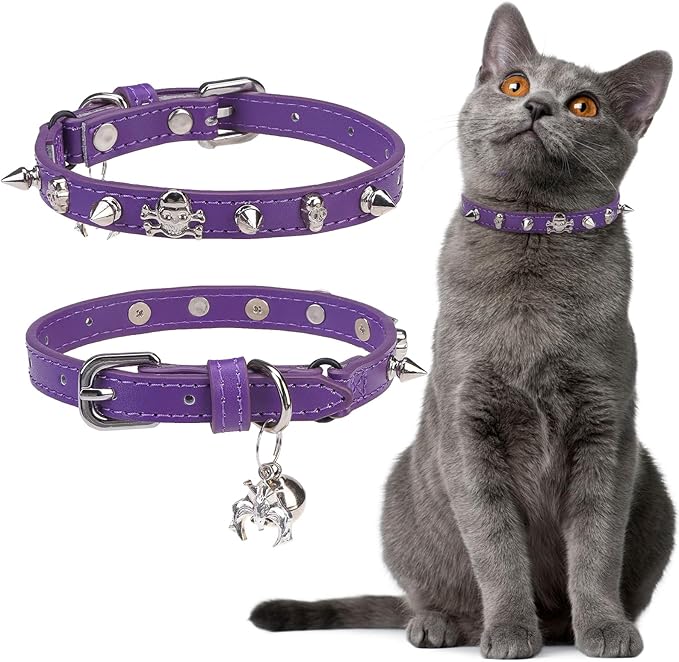EXPAWLORER Leather Cat Collar for Girl Boy- Adjustable Pet Collar by EXPAWLORER