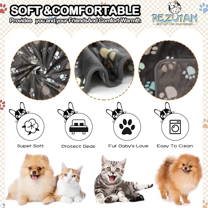 Rezutan Dog Blankets for Medium Dogs, Upgraded 3 Pack Dog Cat Blanket Washable - Image 2