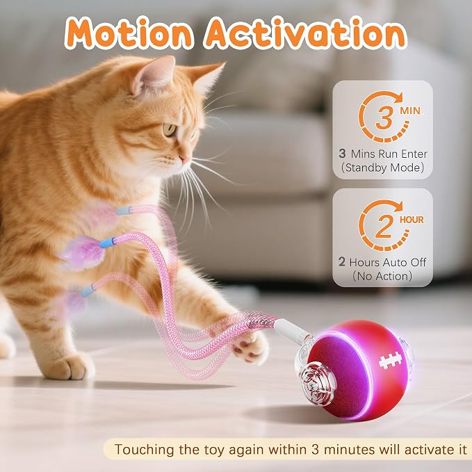 Interactive Cat Toys for Indoor Cats, 3 Modes Electric Moving Cat Ball - Image 6