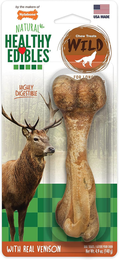 Nylabone Healthy Edibles WILD Natural Longer-Lasting Chew Treats, Venison Flavor by Nylabone