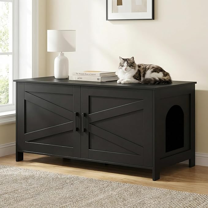 Homhedy 39.4" L Cat Litter Box Enclosure, Pet House - Image 8