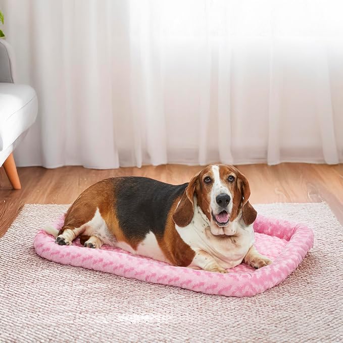MidWest Homes for Pets QuietTime Fashion Dog Bed – Pink Faux Fur Bolster - Image 2