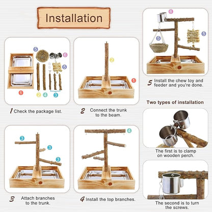 Mogoko Natural Bird Perches Playground, Cage Accessories, Toys Playground - Image 6