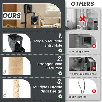 56-Inch Cat Tree for Large Cats, Sisal Scratching Posts & Hanging Toys - Image 4