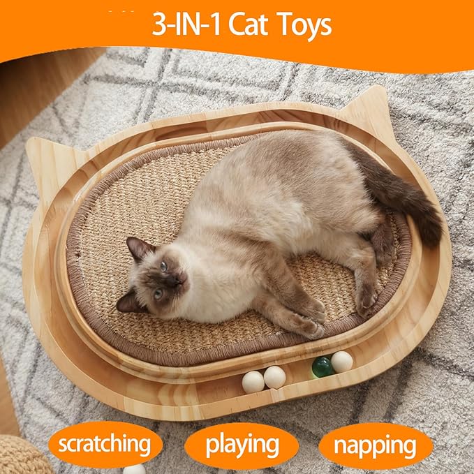 Wooden Interactive Cat Scratcher Toy - Image 3