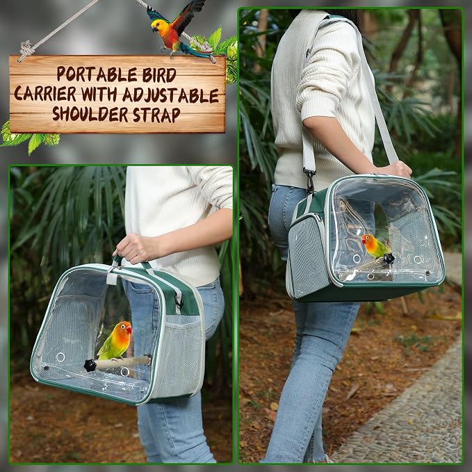 Suertree Small Bird Carrier, Large Window Travel Cage - Image 5