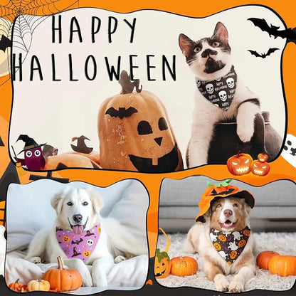 Weewooday 50 Pcs Halloween Dog Bandanas Bulk Pumpkin Ghost Bandanas - Image 6