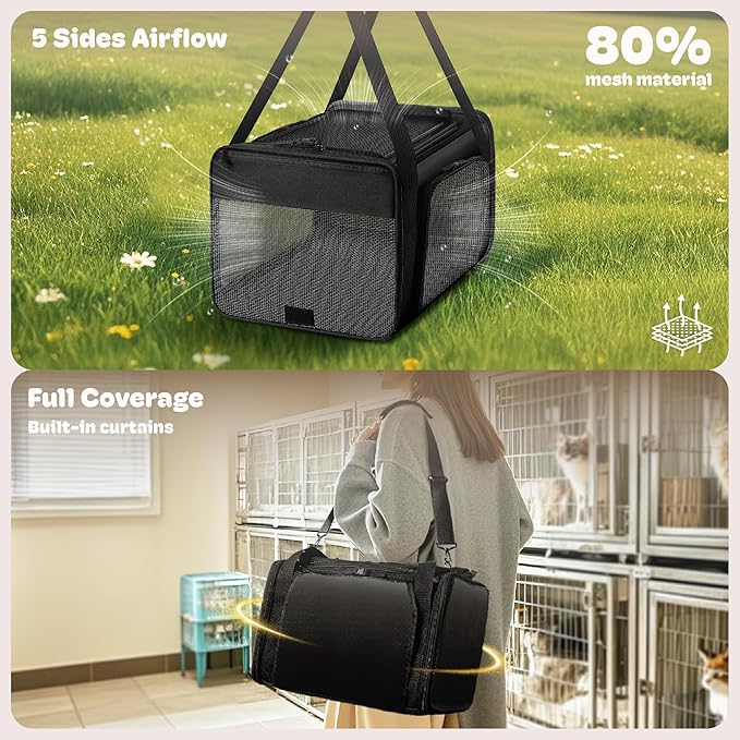 Top and 2 Sides Expandable Pet Carrier 17x11x9.5, TSA Airline Approved Small - Image 3